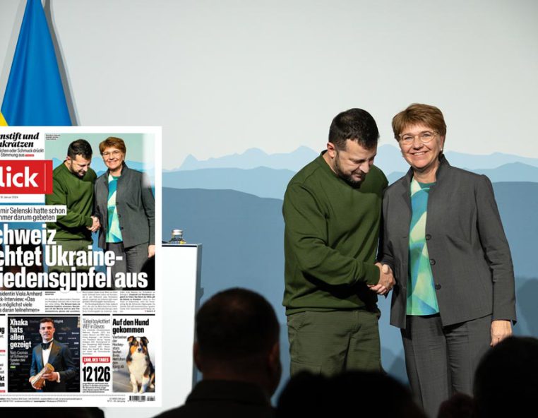 Homepage Blick Titelseite mit Selenski Bild vom WEF Davos